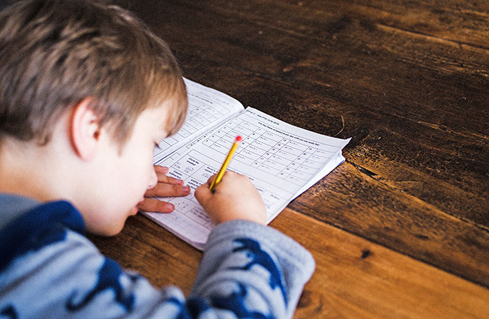 Child doing school work