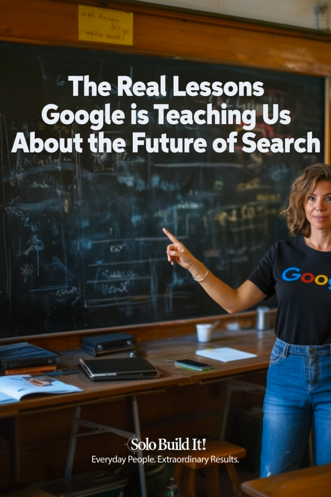 woman teacher pointing to chalkboard teaching about Google's Helpful Content Update